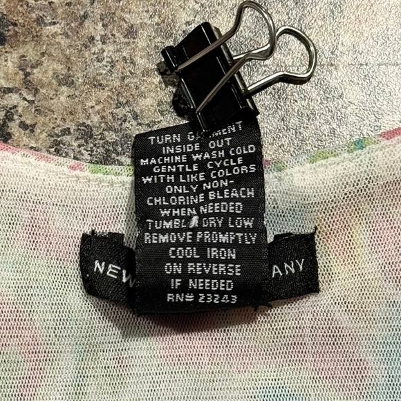 Tank Top Sheer Paisley Floral Y2K Preppy Cottage Boho 90s Retro Pink Green Large - Picture 3 of 4